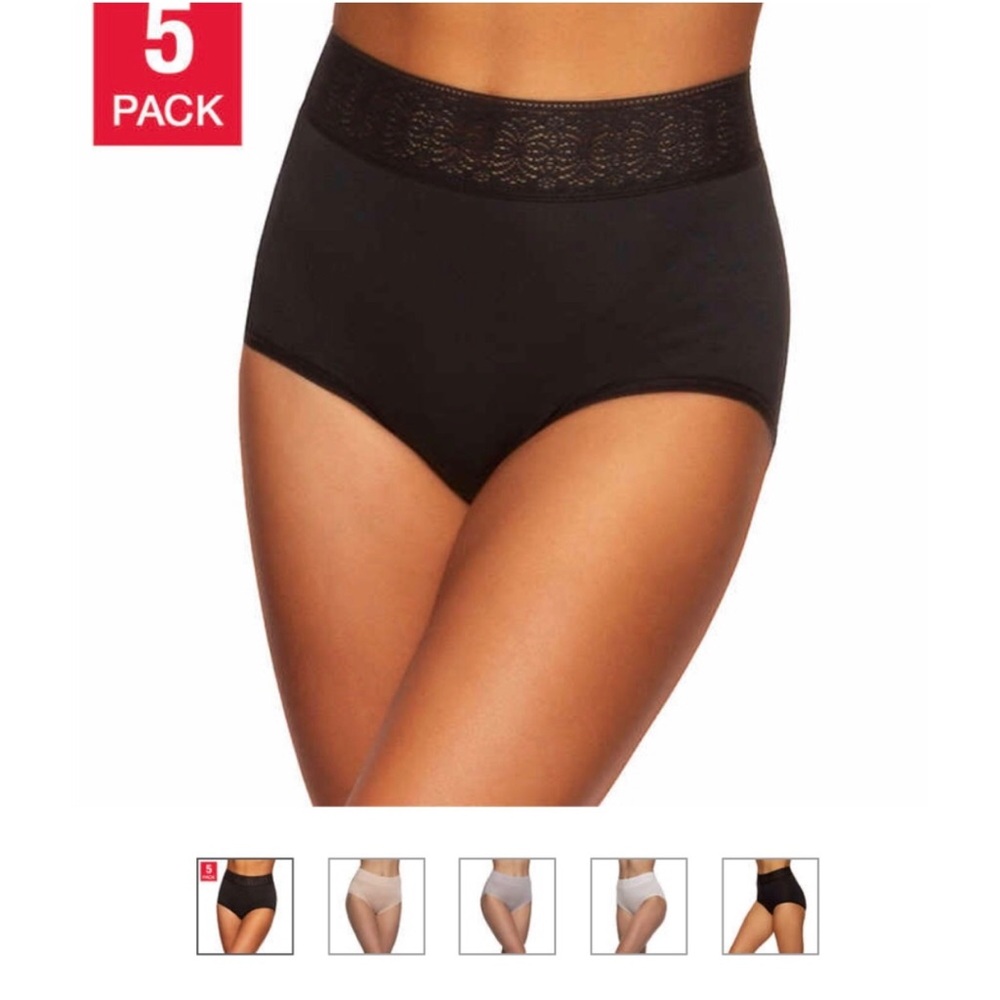 Black Bow Ladies' High Waist Brief, 5-pack